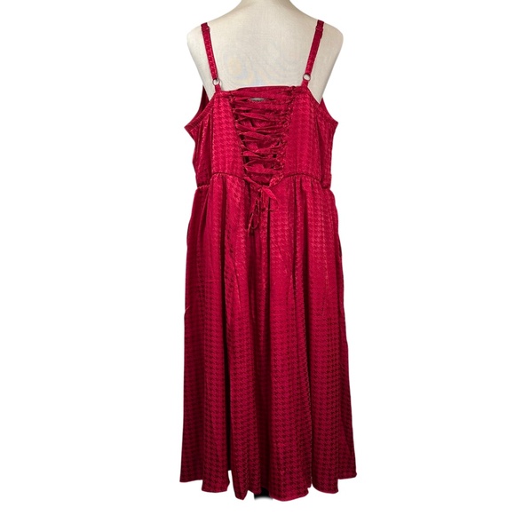 Torrid NWT Red Satin Spaghetti Strap Lace-Up Back Midi Dress Size 2X - Picture 3 of 12